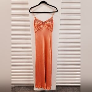 Elegant Orange Spaghetti Strap Dress